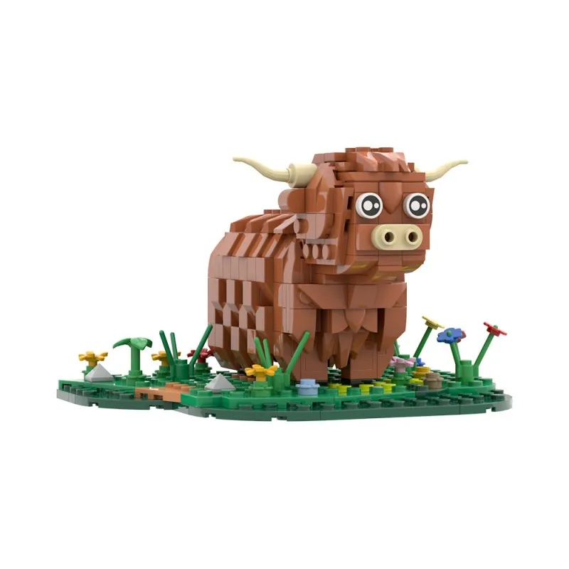 MOC Highland Cattle Bausteine Kit Realistische Tier Schottische Kuh Kyloe Spielzeug Bauernhof Ziegel Rinder Erwachsene Mädchen – Detail 3