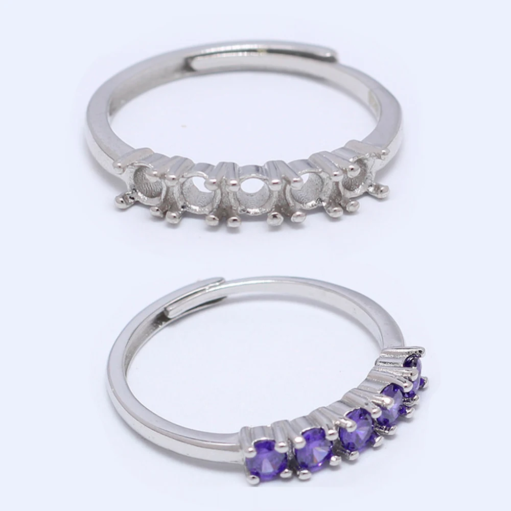 2Pcs Adjustable Ring Base Blank for 3mm Round Cabochon Ring Mounting Setting DIY Jewelry Making Personalized Gift for Women