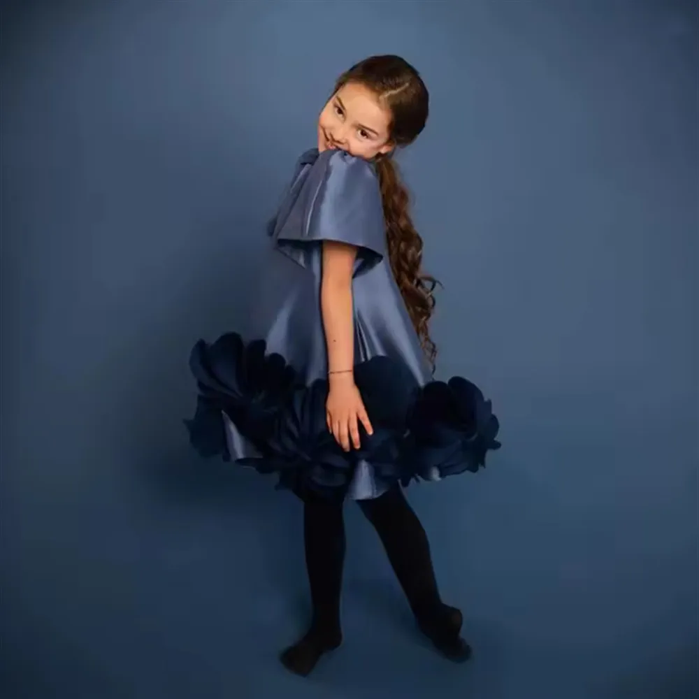 

Elegant Flower Girl Wedding Dress Appliques Flowers Ruffle Princess Birthday Party Evening Prom Dress Kids Special Occasion Gown