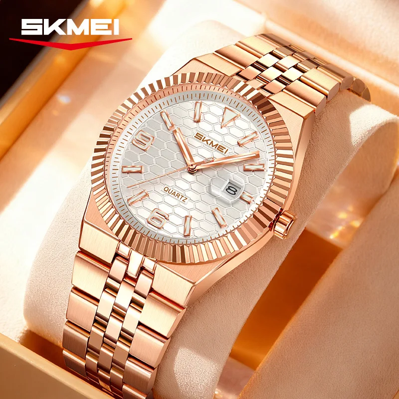 Skmei 2656 Business Men's Quartz Watch Honeycomb Dial Calendar Ladies' Fashion Quartz Wristwatch Waterproof luminous Watches