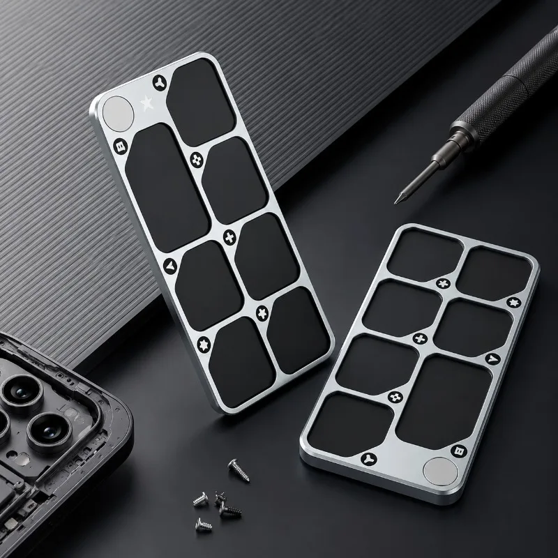 Magnetic 7-Compartment Parts Organizer Tray Metal Screw Holder for Electronic Repair and Hardware Sorting Work