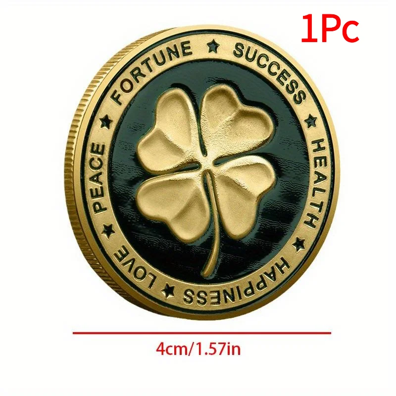 1Pc Double Sided Lucky Coin - Four Leaf Elephant Collection -  For Happiness Success Health Peace Souvenir Gift‘