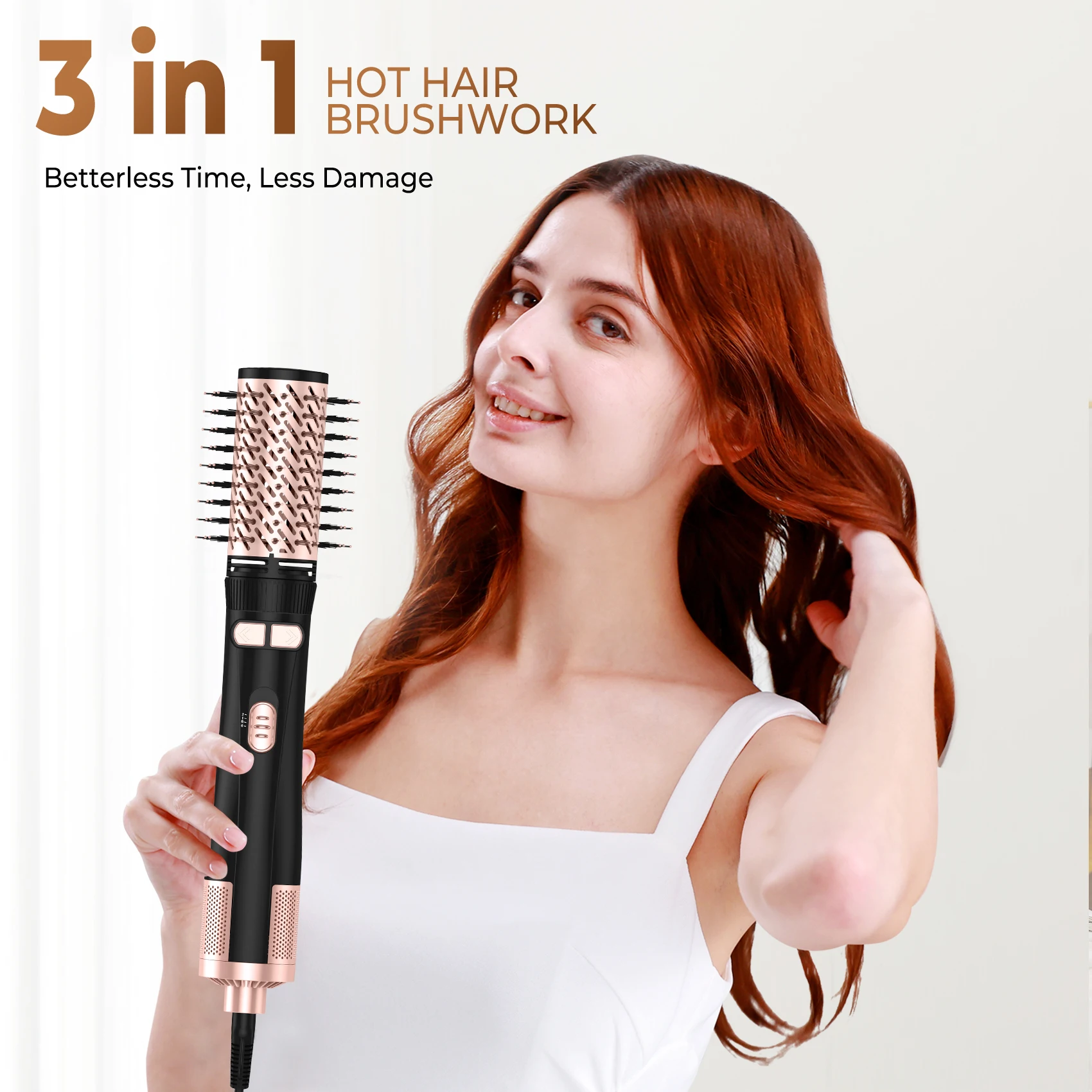 Rotating Hair Dryer Brush 5 in 1 Blow Dryer Brush Spinning Curling Brush with 2 Rotating Brushes (1.5" & 2") Hot Air Brush Style