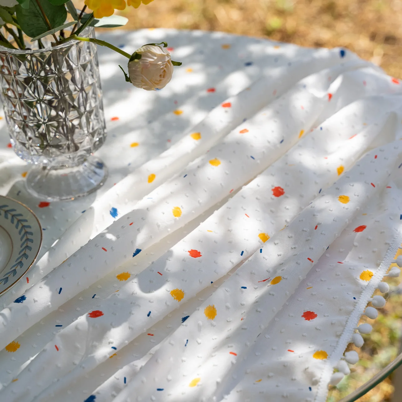 Korean Style Cotton Floral Table Clothes, Dining Tablecloth, Tea Decoration, Rectangle Table Cover, Kitchen, Wedding, Room