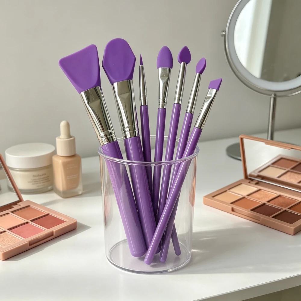 Purple Silicone Facial Mask Tool Kit Multi‑Shape Non‑Absorb Clay Mask Applicator for Nail Art Resin Craft