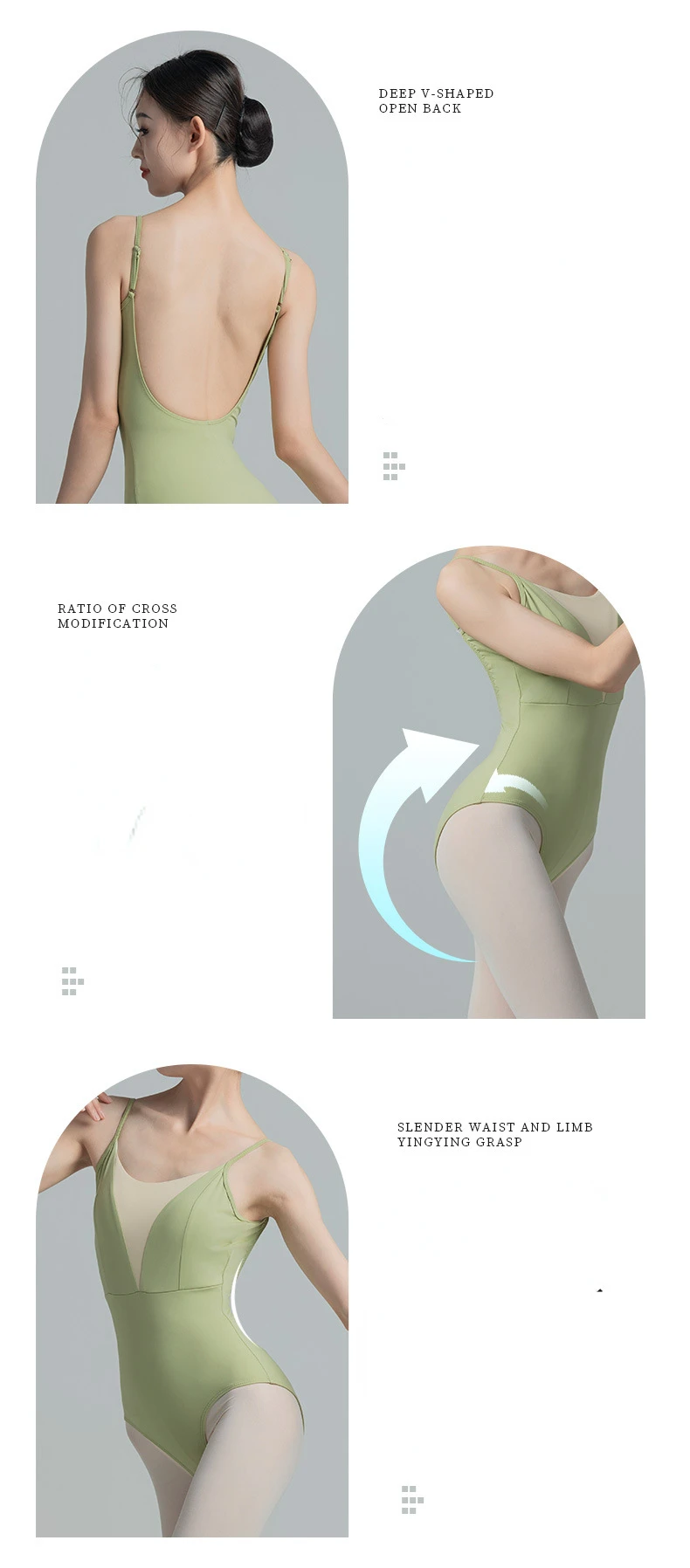 Elegantes, stilvolles Ballett-Gymnastik-Trikot mit hohem Rückenausschnitt, U-förmigem Rücken, Netzstoff-Fischschwanz-Einsatz und Kragen für Schwanentanz-Training – Detail 6