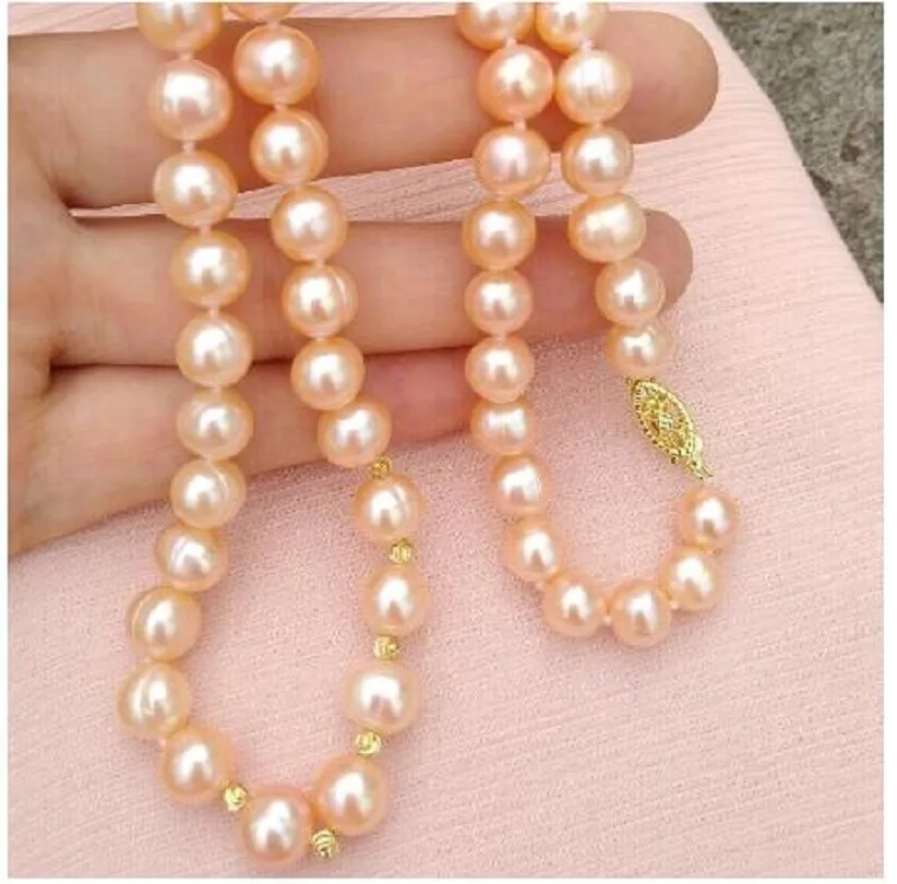 

19in Elegant AAA South Sea Gold Pink Pearl Necklace Clasp