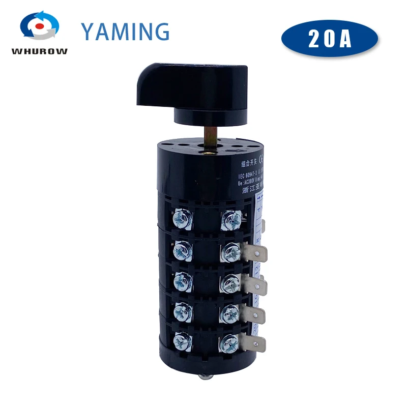 HZ5B-20/5 20A Five Poles Three Positions Universal Changeover Rotary Cam Switch Electric Control Motor Silver Contact
