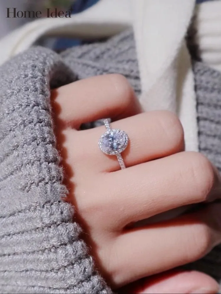 

Fashion High Carbon Diamond Women Ring 1ct/2ct Elegant 925 Silver Fine Jewelry Engagement Ring