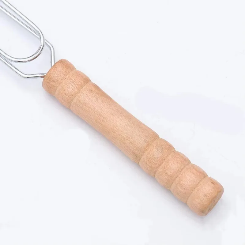 Barbecue basket wooden handle stainless steel wire heat-resistant waterproof easy to clean can cook fish skewers