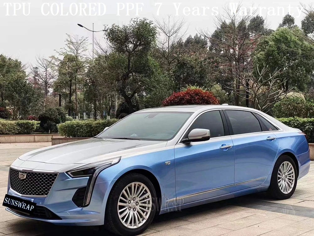 

TPU Liquid Cyan Mist Blue Metal Colored Paint Protection Film PPF Car Wrap Custom Liquid Metal PPF Skin 5x52ft/roll