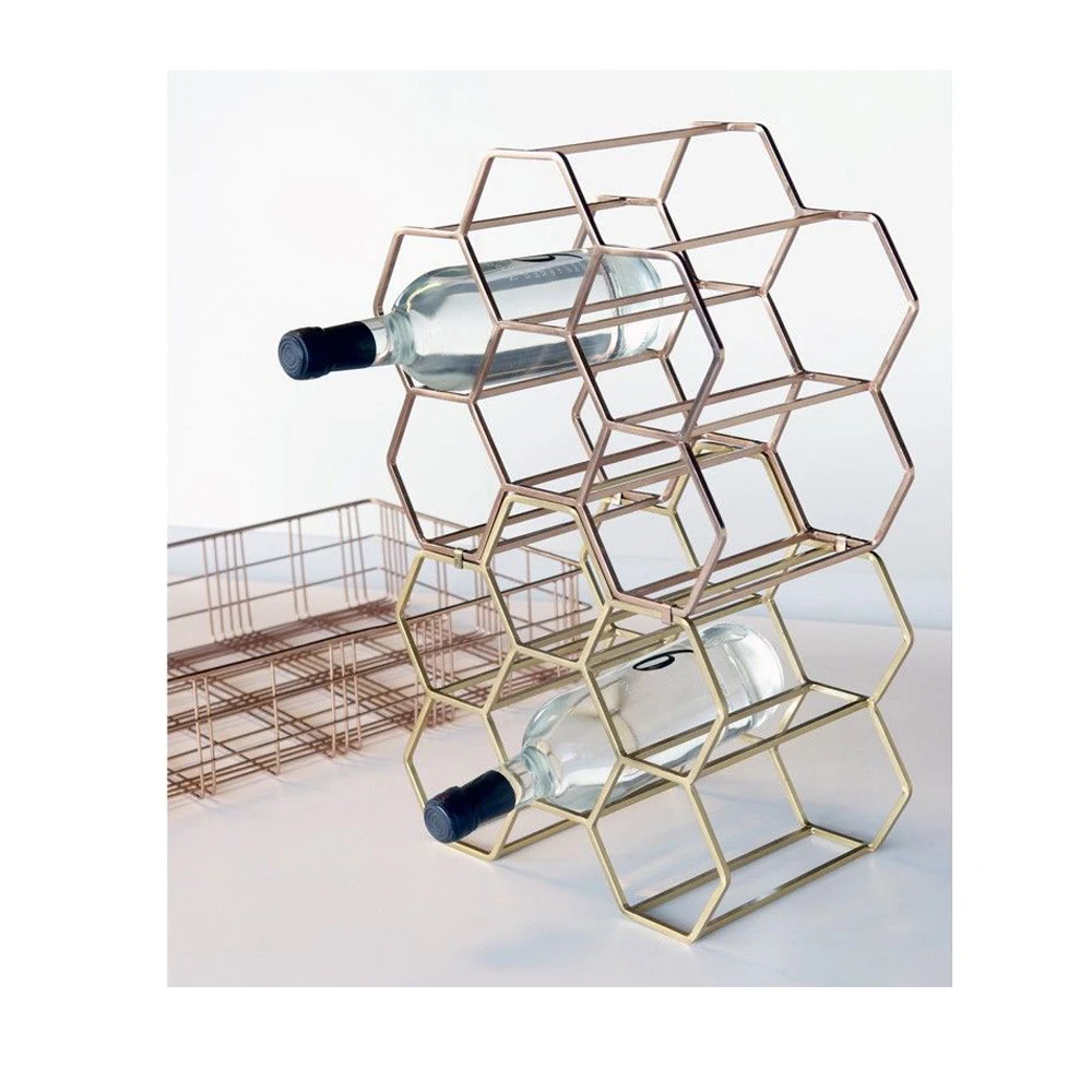 

Rose Gold and Gold Wire Stainless Steel 12 Wine Bottles Rack and Holders Bar Used Hot Sale