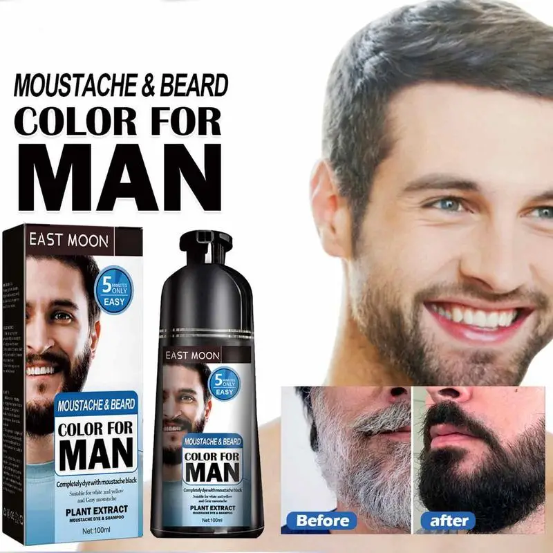 Mens Hair Dye Shampoo 3.53oz Hair Dye Black Shampoo Gradual Gray Darkening Beard Wash Shampoo For Reducing White Beard Color