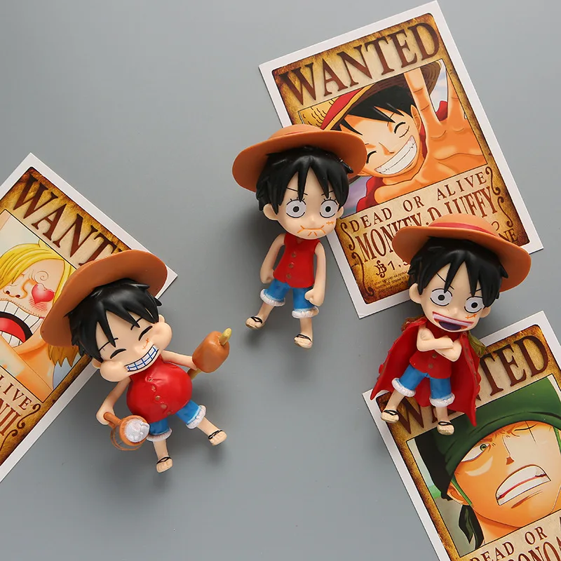 Figurine One Piece Monkey D Luffy en PVC, 3 Pièces, Modèle d'Expression, Jouet de Collection, Cadeau