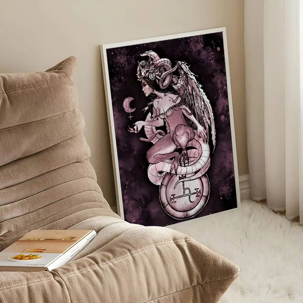 ليليث غامض أم الشياطين آلهة المشارك حديقة عدن يطبع آلهة الظلام السحر الفن اللوحة لديكور جدران المنزل