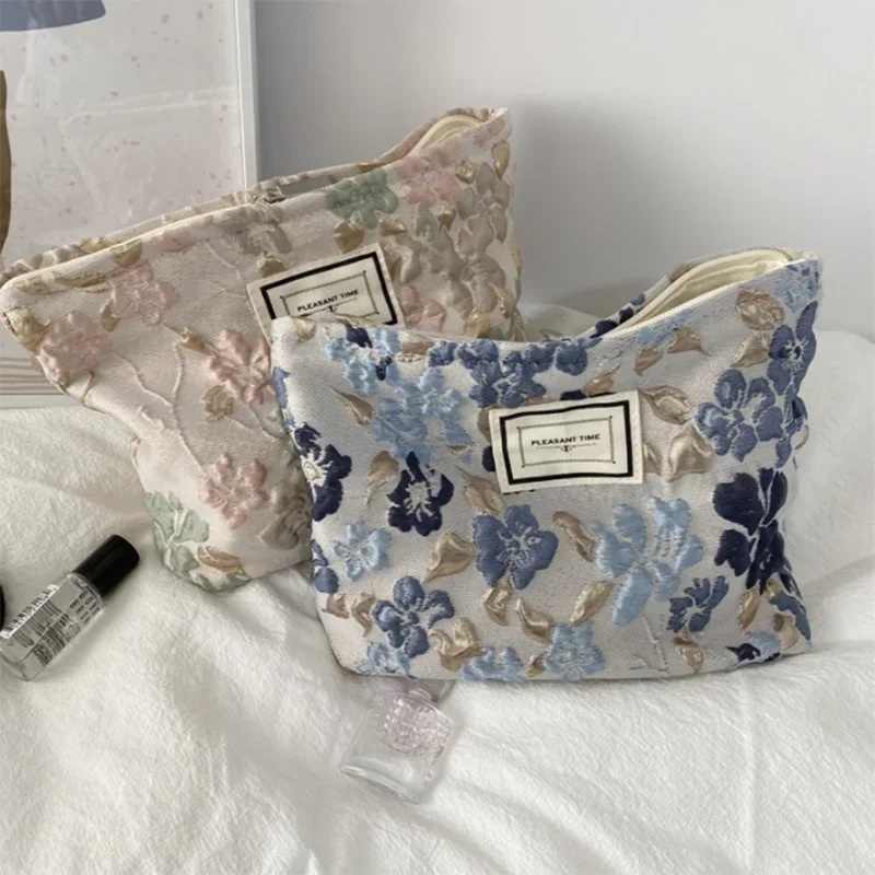 Flor impressa mulheres meninas bolsa de maquiagem viagem produtos de higiene pessoal grande beleza saco de cosméticos sacos de lavagem bolsas de