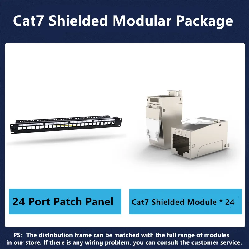 24 Port 19 inch Cat5e Cat6 Cat6A Cat7 RJ45 Patch Panel Frame Ethernet Keystone Jack RJ 45 Coupler Network Cabinet Cable Internet