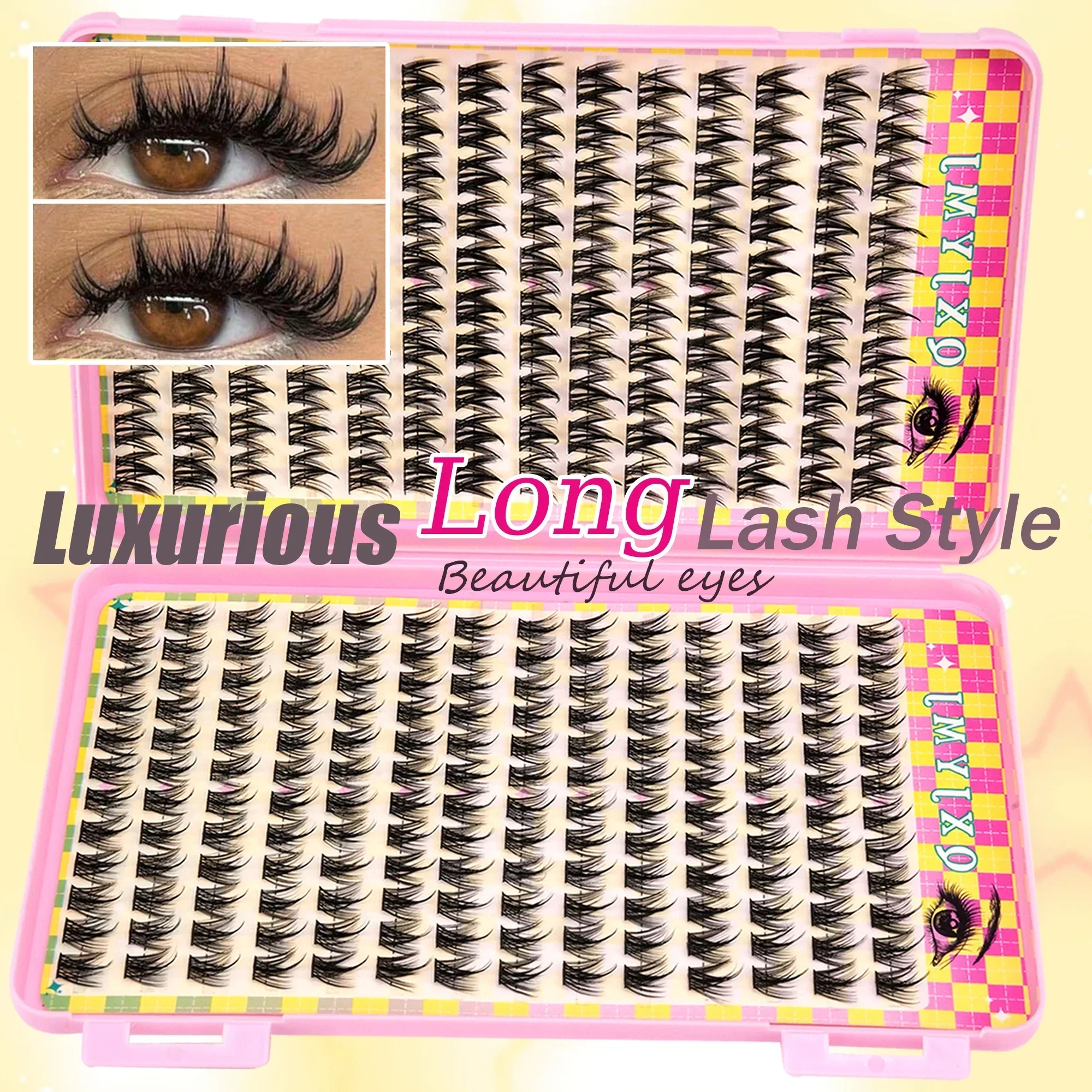 28 Rows Little Devil & Dog-like C Curl Wispy False Eyelashes - Individual Cluster DIY Eyelash Extensions for Eye Makeup