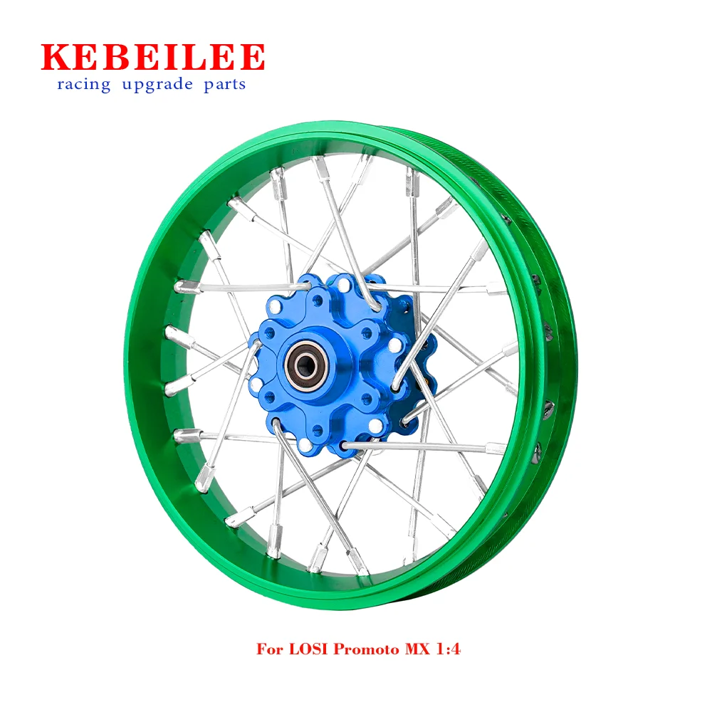 KEBEILEE CNC Aluminum Front Wheel V2 For LOSI Promoto MX motorcycle  1:4 Green