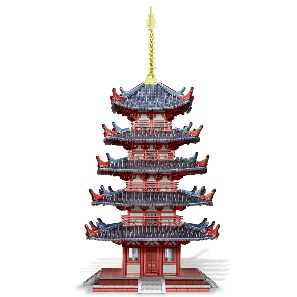 Piececool 3D Metal Model Kits Five-storied Pagoda Building Blocks 3D Puzzles for Adult Jigsaw Metal Puzzle Gifts & Home Decor