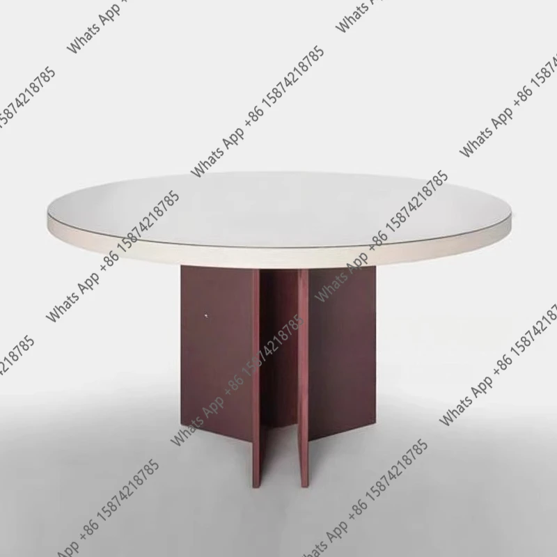 

Italian light luxury round solid wood negotiation table multi-person dining table small apartment simple office desk designer cr