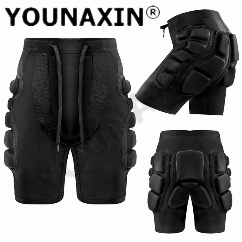 Unisex Black Basketball Shorts Football Skiing Skating Protective Gear Sports Anti-fall  Anti-collision Shorts S M L XL 2XL