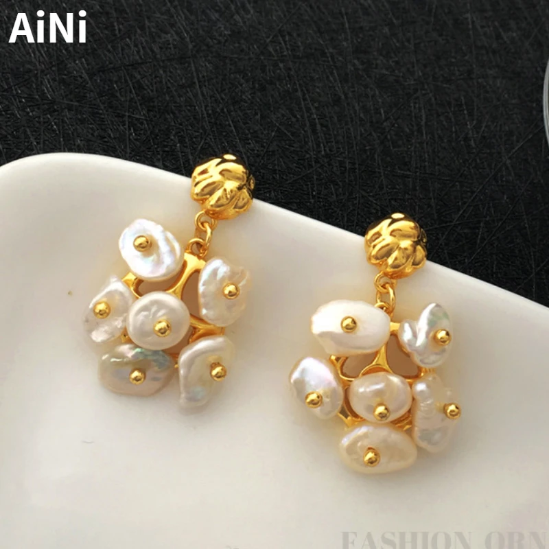 

Fashion Jewelry Irregular Pearl Earring 2022 New Trend Elegant Temperament Gold Color Drop Earrings For Women Gifts