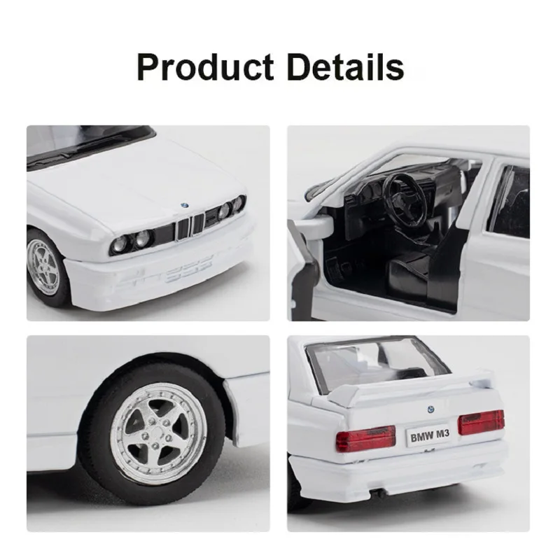 BMW M3 E30 1987 Retro Classic Coupe Simulation Diecast & Toy Vehicle Pull Back Car RMZ city 1:36 Alloy Model Gifts For Children