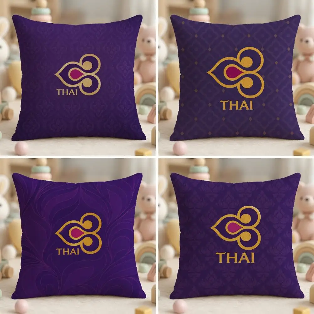Famous Airline T-Thai AirwaysS Cushion Cover Ultra Soft Throw Pillow Cover Skin Friendly for Sofa Bed Home Decor Gift