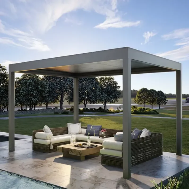 Motorized Waterproof Louver Roof Gazebo for Amas Bioclimatic Garden Pergola Aluminum Arches Arbours Canopy