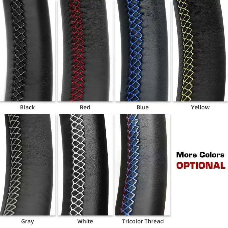 لشركة هيونداي فيلوستر N 2019-2021 i30 N 2018 2019 2020 مخصصة عدم الانزلاق جلد الغزال الأسود جديلة غطاء عجلة توجيه سيارة #5