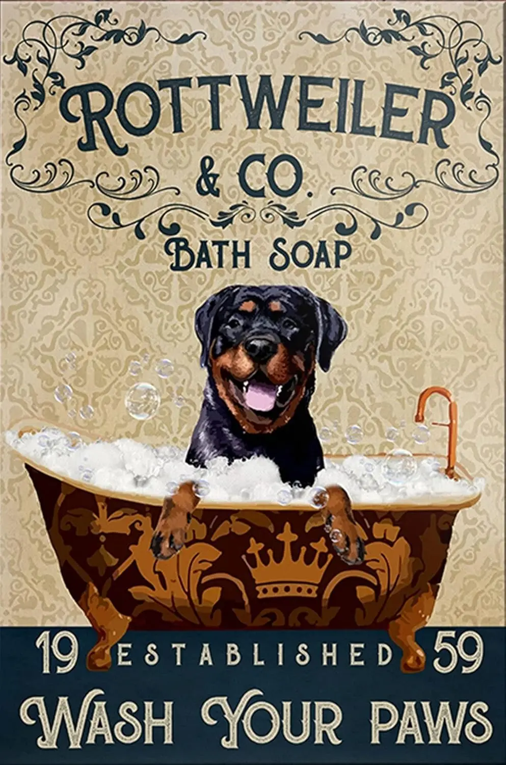 Novelty Metal Tin Sign ;, Bathroom Decor Rottweilers Dog Bath Soap Home Wall Decor Birthday Gift Garden Yard Signs-aluminum