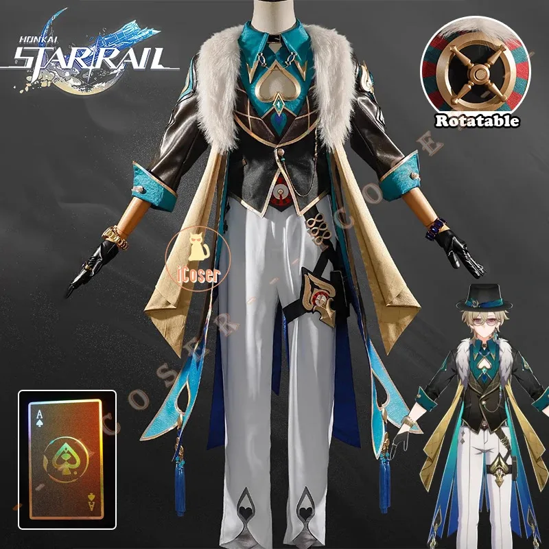 Honkai Star Rail Avventurina Costume Cosplay Parrucca Uniforme Cappello Occhiali da sole Anelli Orologio Puntelli Festa di Halloween per Donne Uomini iCoser