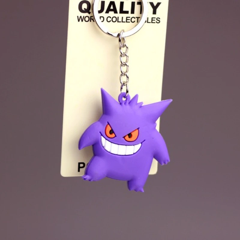 PVC製アニメポケモンキーホルダー、両面ポケットモンスターキーリング、ピカチュウフィギュアキーチェーン、キュートな飾りキーホルダー、ギフト