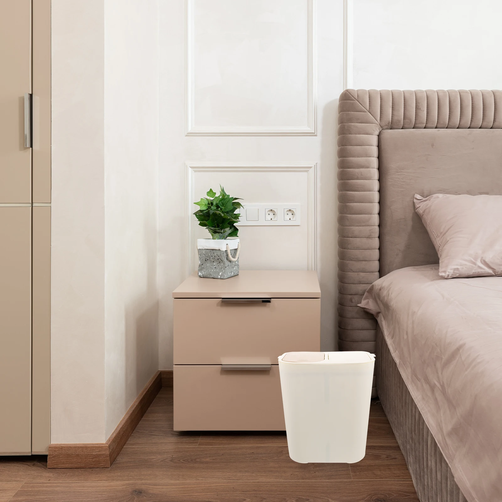 

1pc Double Layer Trash Can Pp Material Dry Wet Separation Design Large Opening Automatic Lid Plastic Garbage Container Home