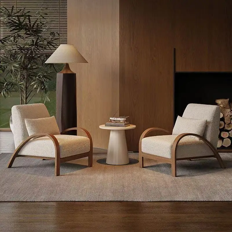 Wabi-Sabi Style Single Sofa Chair: Designer Couch for Living Room, Bedroom, and Balcony with Japanese Creamy Aesthetic