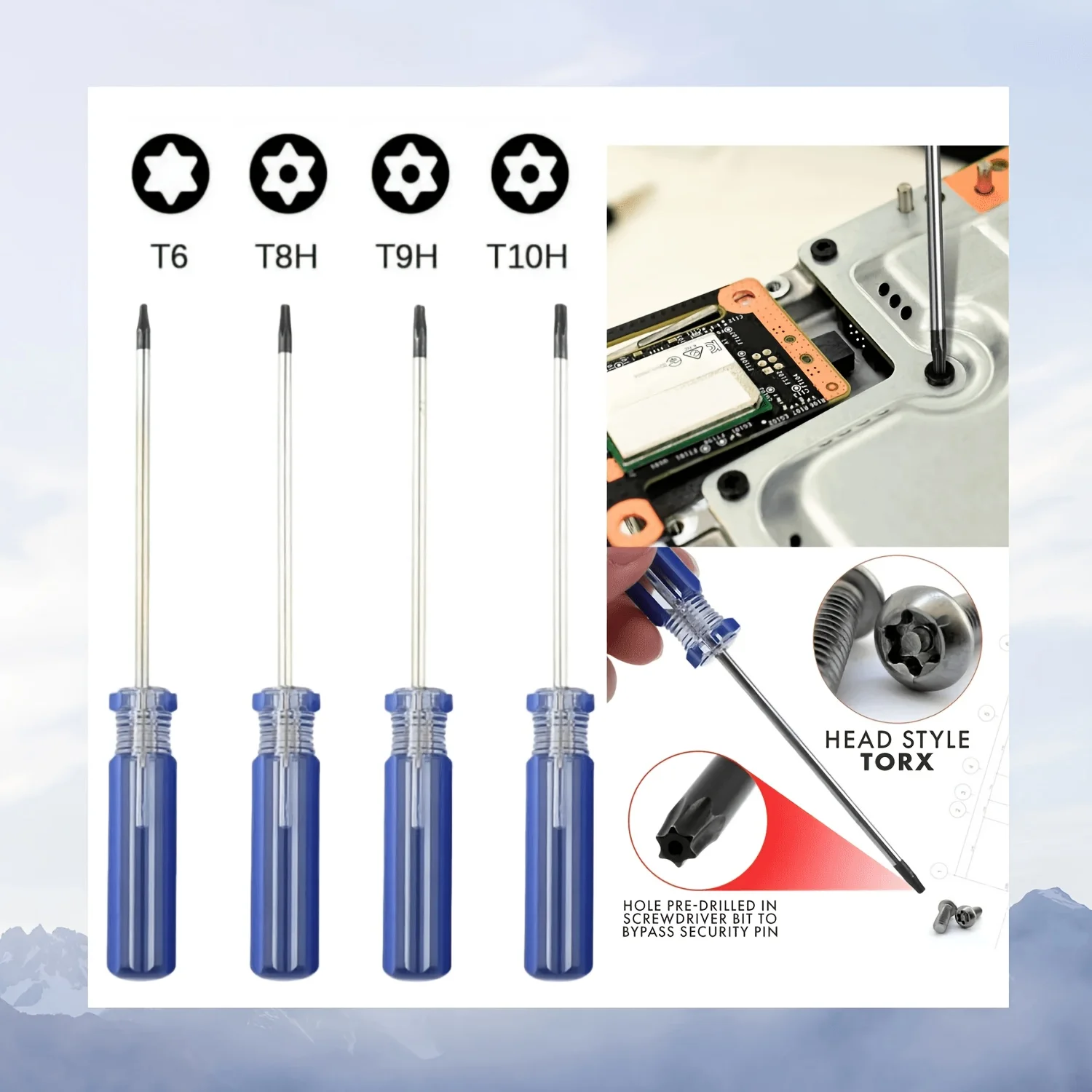 4-Piece T6, T8, T9, T10 Tork Screwdriver Set, Suitable for Repairing S and X Series PS4, PS5 Controllers
