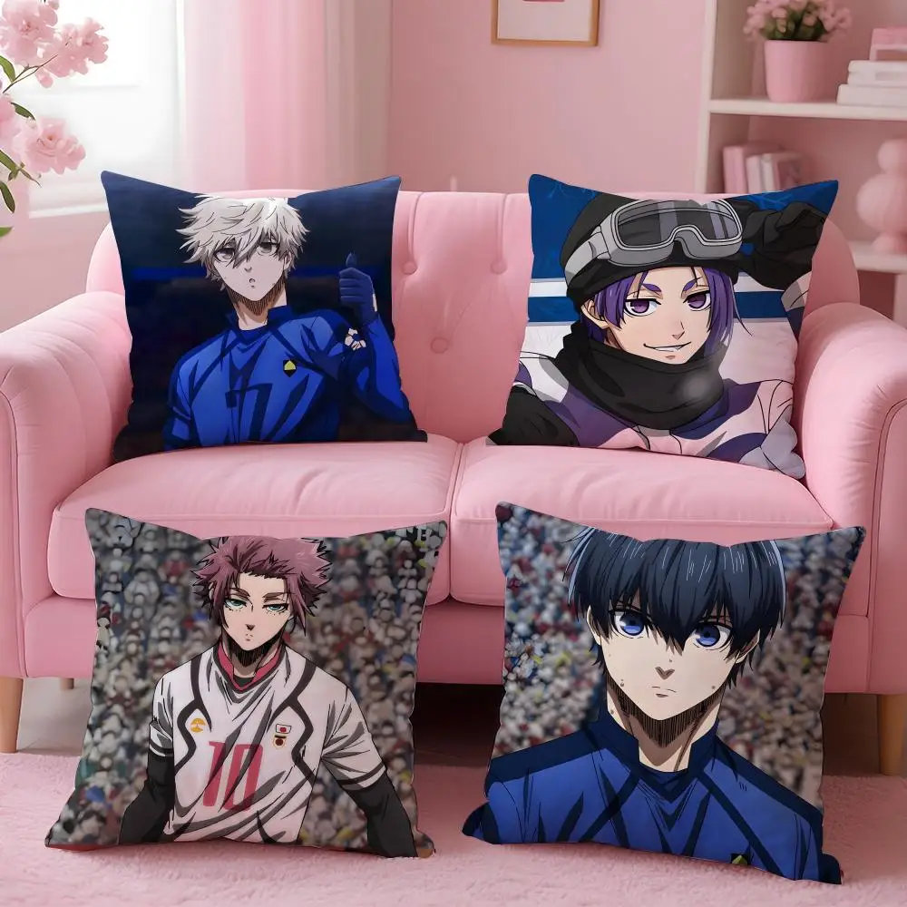 Anime BLUE LOCK Cushion Cover Cushion Cover Set 4Pcs 50x50 45x45 40x40 Pillowcase Decorative Sofa Home Decor