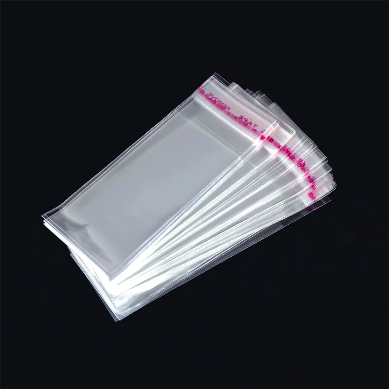 200pcs Transparent Cellophane Bags Cookie Candy Plastic Pouch Jewelry Card Gift Small Self Adhesive Bag Postcard Protective Case