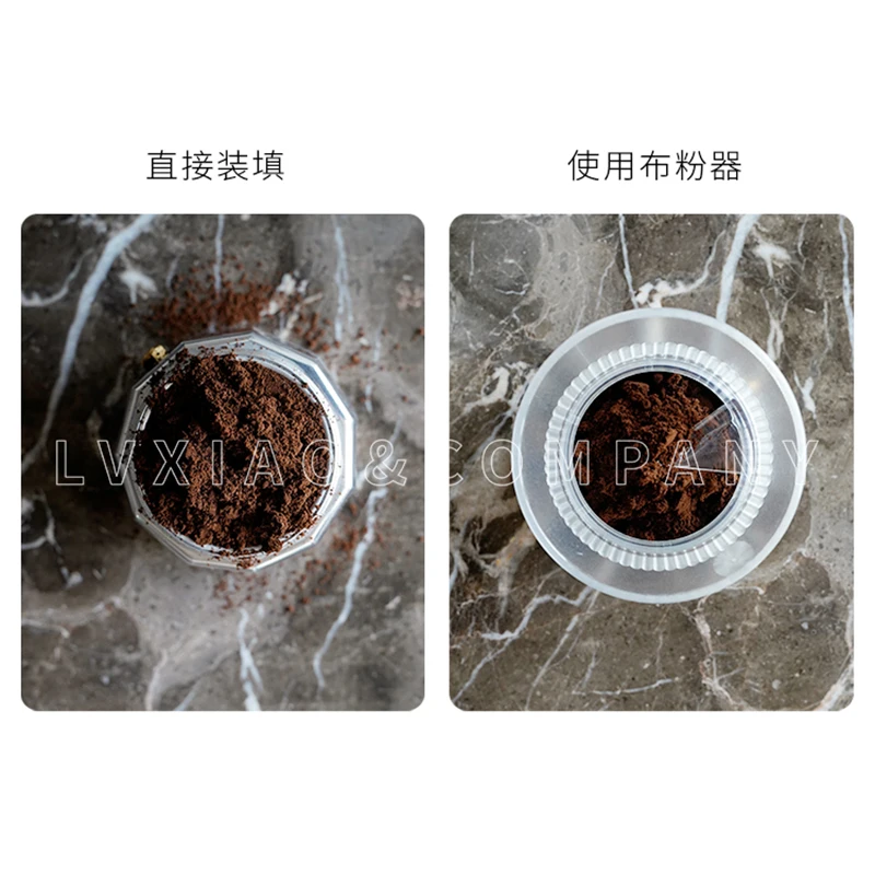 3/4/6 Cups Moka Pot Tamper Rotary Powder Dosing Ring Coffee Distributor Leveler Espresso Tool 55MM/60MM Fit for Most Moka Pot