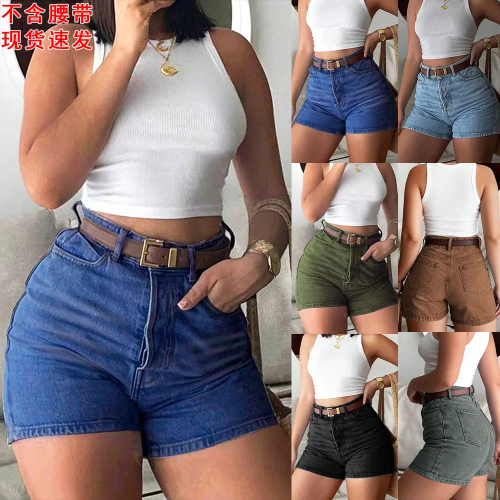Women Summer Denim Shorts High Waist Retro Slim Skinny Stretch Jean Hot Short Pants for Ladies