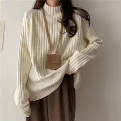 2023 New Cashmere Sweaters Women Casual Mock turtleneck Solid Pullovers Autumn winter Womens Sweater Cashmere Knitwear