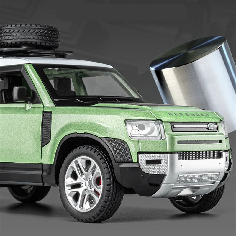 1/24 Range Rover Defender SUV Travel Edition Alloy Car Model Diecast Metal Off-road Vehicles Car Model Sound Light Kids Toy Gift