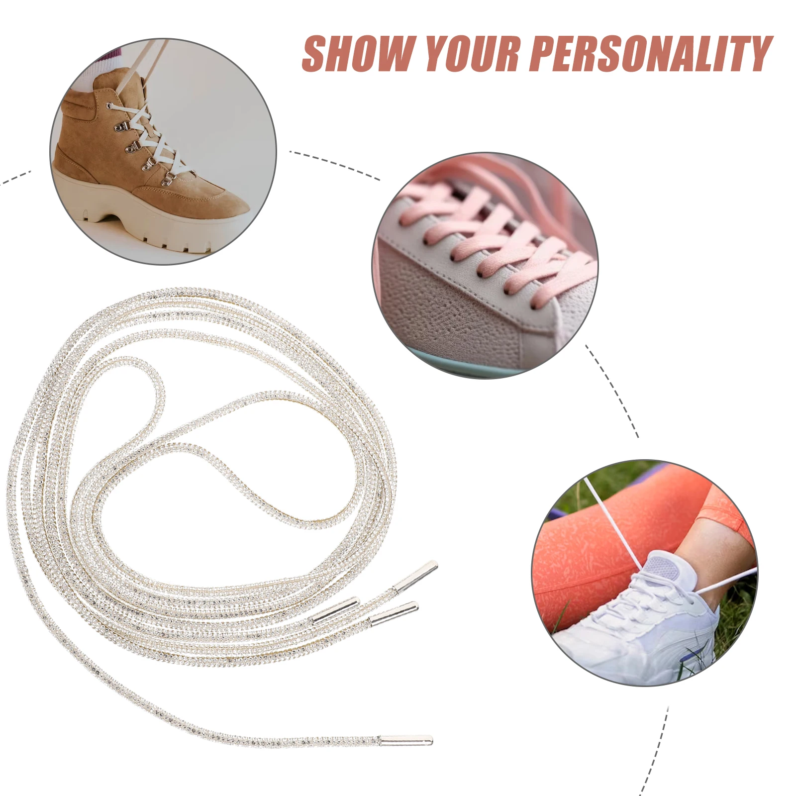

Bling Rhinestone Shoe Laces Crystal Glitter Shoelaces for Sneakers Casual Shoes Durable Decorative Sport Shoe Accessories 1 Pair