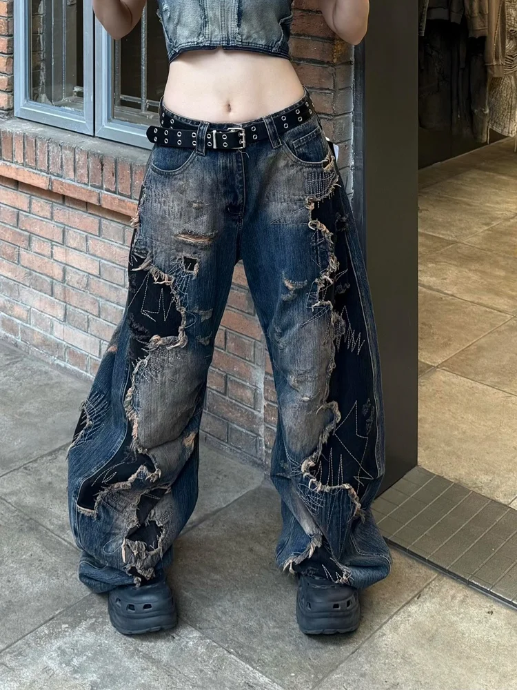 

American High Street Spicy Girl Sle Loose High Waist Wide Leg Jeans Women Summer Vintage Loose Fit Slimming Denim Jeans