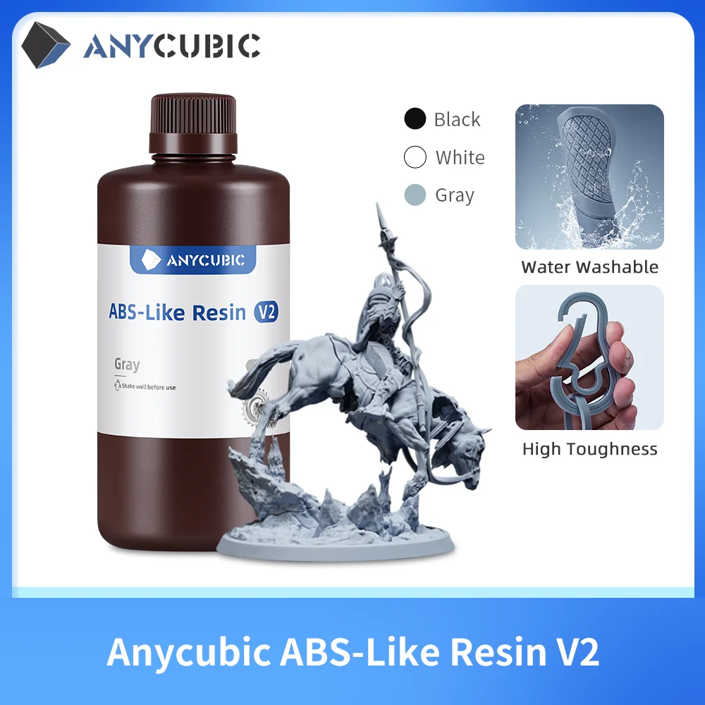 ANYCUBIC ABS-Like Resin V2 Water-Washable 3D Printing Materials For Photon Mono 2 405nm Resin For LCD SLA 3D Printer