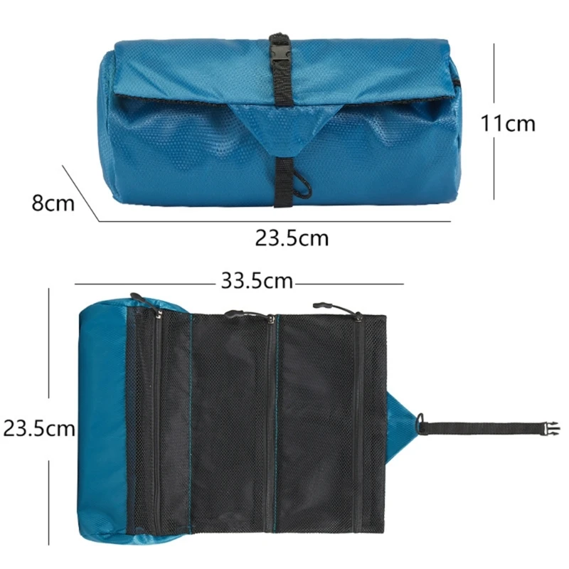 

Space Saving Foldable Wash Bag For Travel Gear Organizers Water Resistant Fabric Separate Pockets Home Use Essential