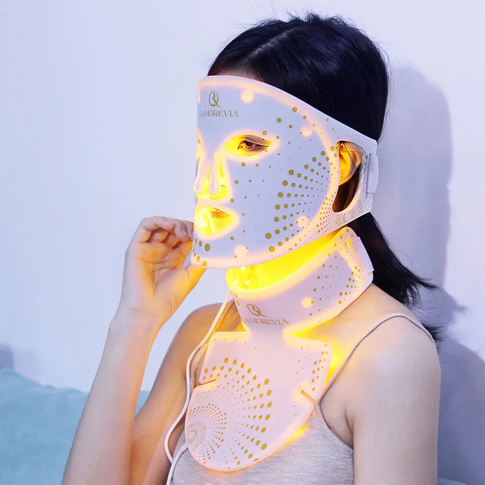 LAMOREVIA Led Face Mask Silicone Flexible Face Massager Beauty Heath Light Therapy LED Facial Mask Portable Rejuvenation