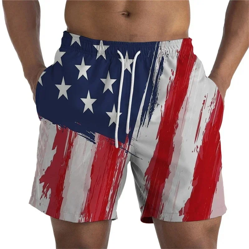 

USA National Flag 3D Printed Short Pants For Men Drawing Patterns Casual Beach Shorts Quick Dry Swim Trunks Cool Board Shorts