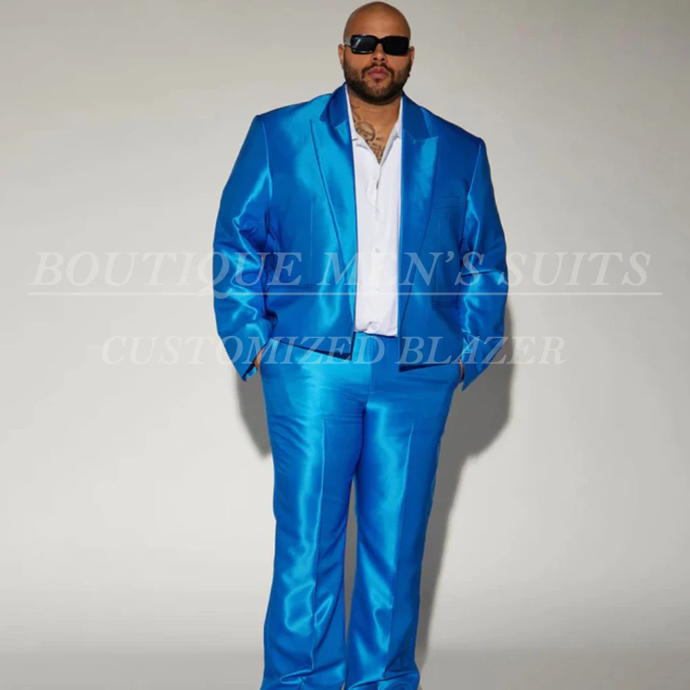 

Cropped Men's Suits Fashion Blue Evening Full Sets Elegent Wedding Blazer Luxury 2 Piece Jacket Pants Sets Costume Homme 2026